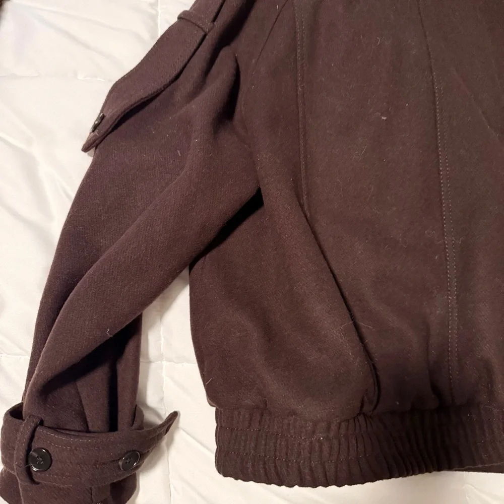 Zara Dark Brown Jacket with Faux Fur Collar - Picture 4 of 5